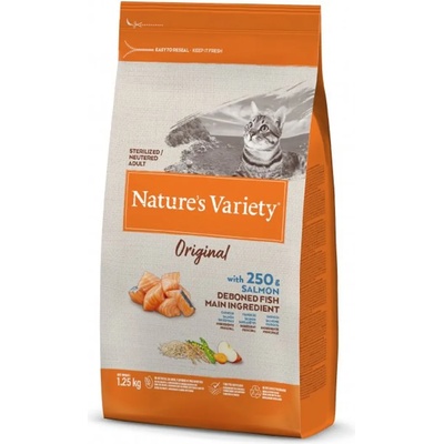 Nature´s variety Nature s Variety Стерилизиран котешки храна Оригинален сьомга 1, 25 кг