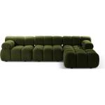 Micadoni Зелен модулен ъглов диван от букле (десен ъгъл) Bellis - Micadoni Home (MIC_SET5R_213_F1_BELLIS5)