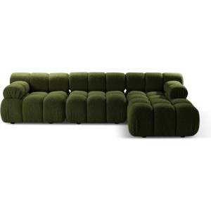 Micadoni Зелен модулен ъглов диван от букле (десен ъгъл) Bellis - Micadoni Home (MIC_SET5R_213_F1_BELLIS5)