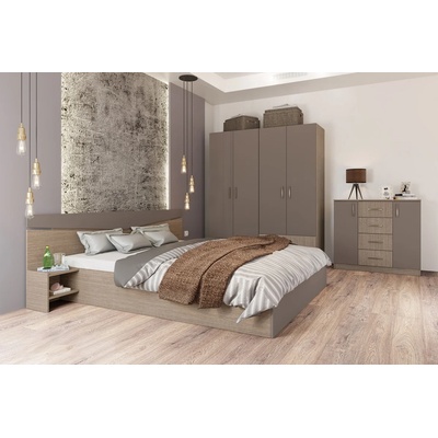 Bogdan Furniture I Спален комплект модел 7062 за матрак 160/200, Мока/Лате
