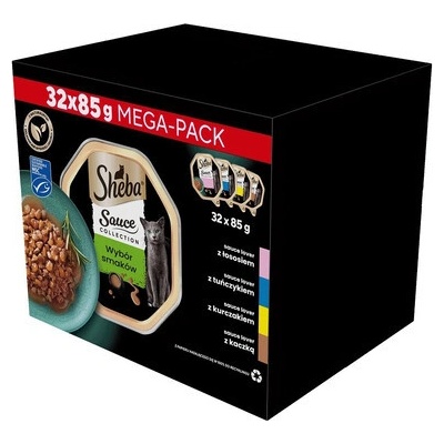 Sheba Sauce Collection Losos, tuňák, kuře a kachna 32 x 85 g