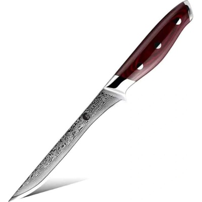 SaKuRo Filetovací nůž z damaškové oceli Red Pakka 13,9 cm