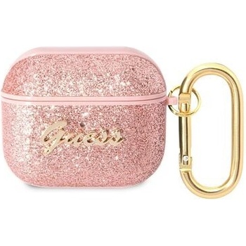 Guess Glitter Flakes Metal Logo Pouzdro pro AirPods 3 GUA3HGGSHP