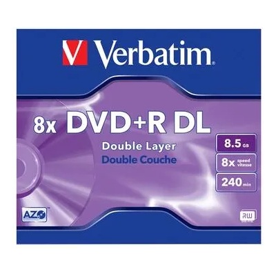 Verbatim DVD R Dual Layer, двуслоен, 8.5 GB, 8x, AZO покритие, 1 брой (043541 / 5 pcs)