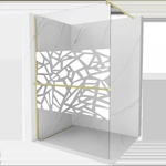 Mexen Kioto+ душ екран с рафт Walk-in 110 x 200 см, бял шарка, злато четкано - 800-110-121-55-85 (800-110-121-55-85)