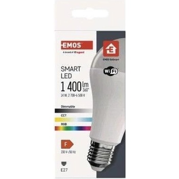 Emos ZQW516R Chytrá LED žárovka GoSmart A65 / E27 / 14 W 94 W / 1 400 lm / RGB / stmívatelná / Wi-Fi Lighting