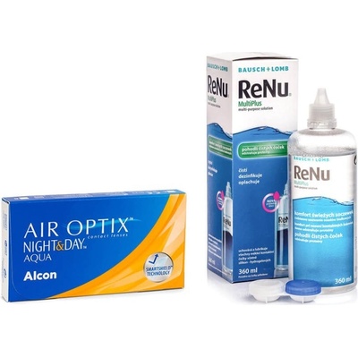 Alcon Air Optix Night & Day Aqua 6 čoček + ReNu MultiPlus 360 ml s pouzdrem