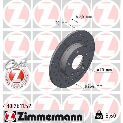 Brzdový kotúč ZIMMERMANN 430.2611.52 (430261152)