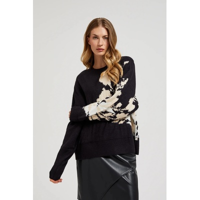 Moodo Черен пуловер с десен и свободен силует Moodo Moodo | Cheren | ЖЕНИ | XS