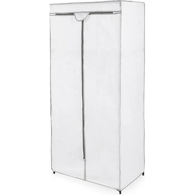 Compactor látková šatní skříň TELLA, kovová konstrukce, na zip, 70 x 45 x 155 cm, bílá – Zboží Dáma