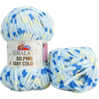 Himalaya příze Dolphin Baby Colors 80403 světle modrá, modrá, žlutá
