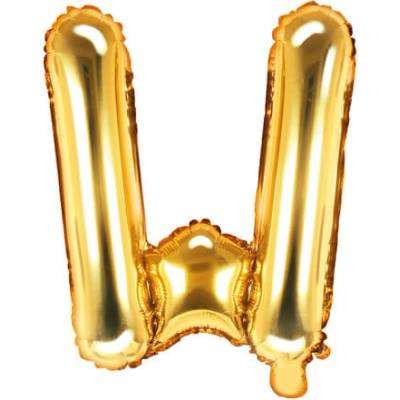 PartyDeco Fóliový balónek písmeno W zlatý 35 cm