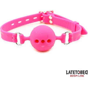 LateToBed BDSM Line Breathable Silicone Ball Gag Size M Ball 4.5cm Pink