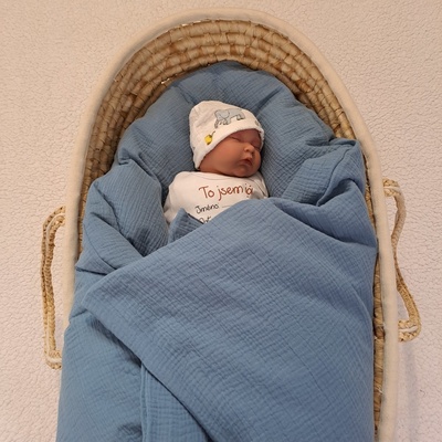 Pro útulný domov Péřová zavinovačka Mušelínová jeans modrá