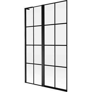 Mexen Mist L плъзгащ се екран за баня с 2 крила, ляв, 110 x 150 см, черни решетки, черен - 8A9L-110-011-70-77-L (8A9L-110-011-70-77-L)
