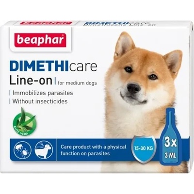 Beaphar Dimethicare Line-on- против бълхи, кърлежи и насекоми, 3 броя, за кучета от 15 до 30 кг, без инсектицид