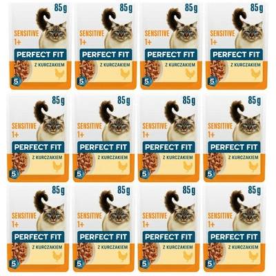 PERFECT FIT Sensitive 1+ s kuřetem 12x krmivo pro dospělé kočky s přecitlivělostí na krmivo 85 g