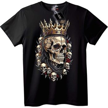 NOONEBRAND Тениска Коронован Черепен Крал - 2XL, Black