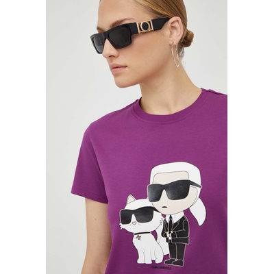 Karl Lagerfeld Памучна тениска Karl Lagerfeld в лилаво (230W1704)