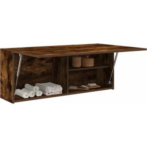 vidaXL Стенен шкаф за баня, опушен дъб, 100x25x40 см, инженерно дърво (860107)