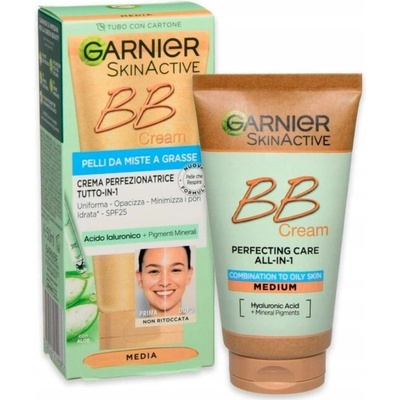 Garnier Skin Naturals BB Cream Hyaluronic Aloe All-In-1 pro smíšenou až mastnou pleť SPF25 Medium 50 ml