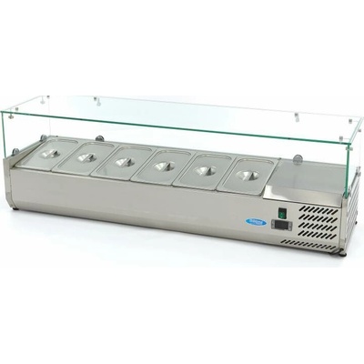 Maxima Stolní saladeta 140 cm pro 6 x 1/3 GN se skleněným zákrytem