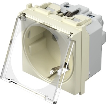 TEM Контакт шуко 2P+E 16A 2M с капаче, цвят Крем гланц, Modul - VM11IT (VM11IT)