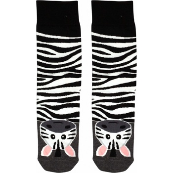 Veselé vysoké ponožky zebra 1979 šedá