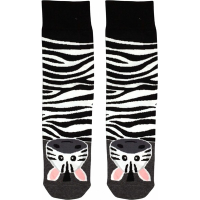Veselé vysoké ponožky zebra 1979 šedá