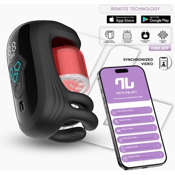 INTOYOU App Series Torky Compressing Rotating Masturbator with App Black