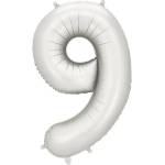 Party Deco Матиран Фолиев Балон Цифри Сребро 86 см - 9 (fb1s-9-018)