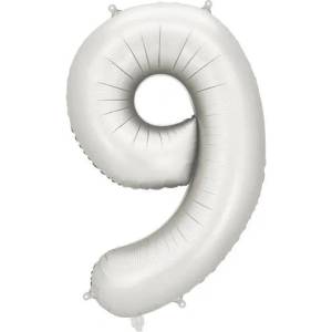 Party Deco Матиран Фолиев Балон Цифри Сребро 86 см - 9 (fb1s-9-018)