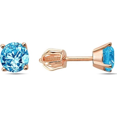 Lillian Vassago Zlatá náušnica so zirkónom vo farbe akvamarínu 5 mm LLV98-GER169Š/01 Ružová