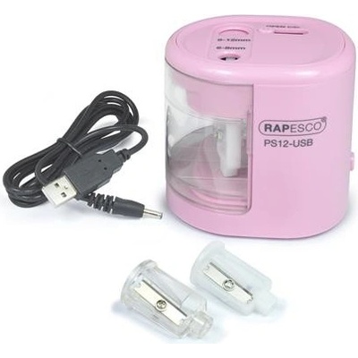 Strúhadlo, 2-dierové, stolové, elektrické, USB konektor, RAPESCO"PS12-USB", svetloružová