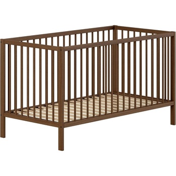 Vipack Кафяво детско креватче 70x140 cm от масивен бук с подвижна странична част/с регулируема височина Dino - Vipack (DIBB7008)