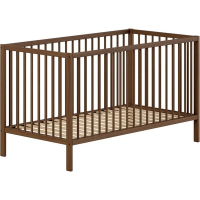 Vipack Кафяво детско креватче 70x140 cm от масивен бук с подвижна странична част/с регулируема височина Dino - Vipack (DIBB7008)