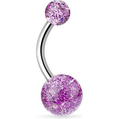Šperky4U piercing do pupíku banánek se třpytkami BA01044-A