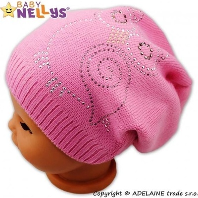 Baby Nellys jarní/podzimní čepice Sovička růžová
