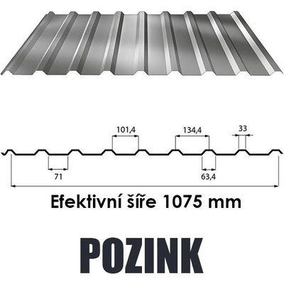 BP2 Trapézový plech T18 0,5 mm x 5,0 m pozink