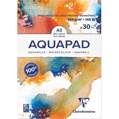 Clairefontaine Goldline Aquapad Glued Pad Скицник 30 A3 300 g (975722C)