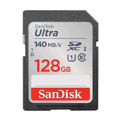 Карта памет 128GB SDXC, SanDisk Ultra, Class 10 UHS-I U1, скорост на четене 140MB/s (SDSDUNB-128G-GN6IN)