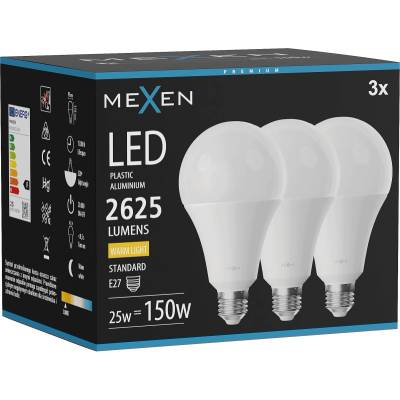 Mexen Nova 3x LED Крушка E27, A95, 25W, Топла - 3000K, 2625 lm - L100-E27-2530-01x03 (L100-E27-2530-01x03)