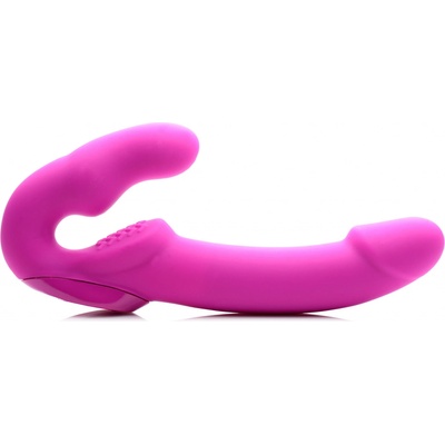 Strap U Evoke Rechargeable Vibrating Silicone Strapless Strap On Pink