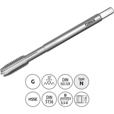 Narex Ždánice 041531620011000 - Závitník strojní G 3/8" stoupání 19P na palec (") typ 3043 kód 3502, DIN 5156