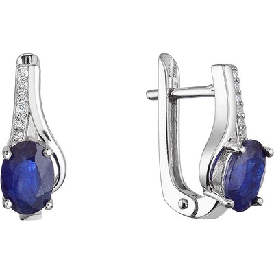 Pavona stříbrné náušnice luxusní s pravými minerálními kameny temně modré 11488.3 sapphire