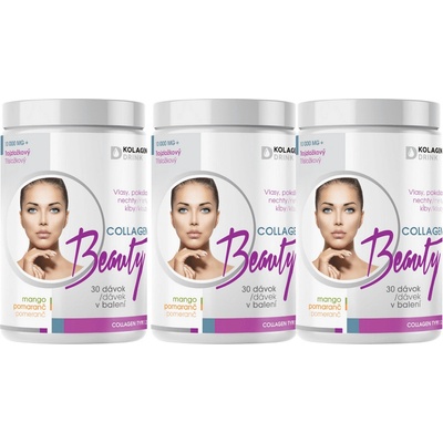 KolagenDrink 90-denní program Collagen Beauty třísložkový typ 1 2 & 3 rybí hydrolyzovaný kolagen 3 x 330 g