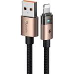 Mcdodo Кабел за данни - Mcdodo (CA-6911) - със светлина при зареждане, USB-A → Lightning, прозрачен кабел, 3A, 1.2m - Desert Gold