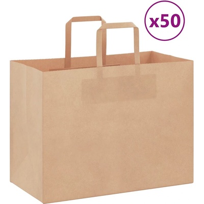 vidaXL Хартиени торбички 50 бр с дръжки кафяви 32x17x25 см (4101803)