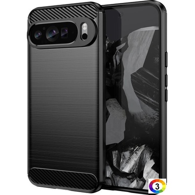 Google Pixel 9 Pro XL Удароустойчив Carbon Fiber Калъф и Протектор