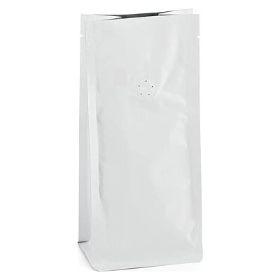 Sáček s plochým dnem | bílý mat | ventil obsah 250g (100 x 225 + 70 mm)